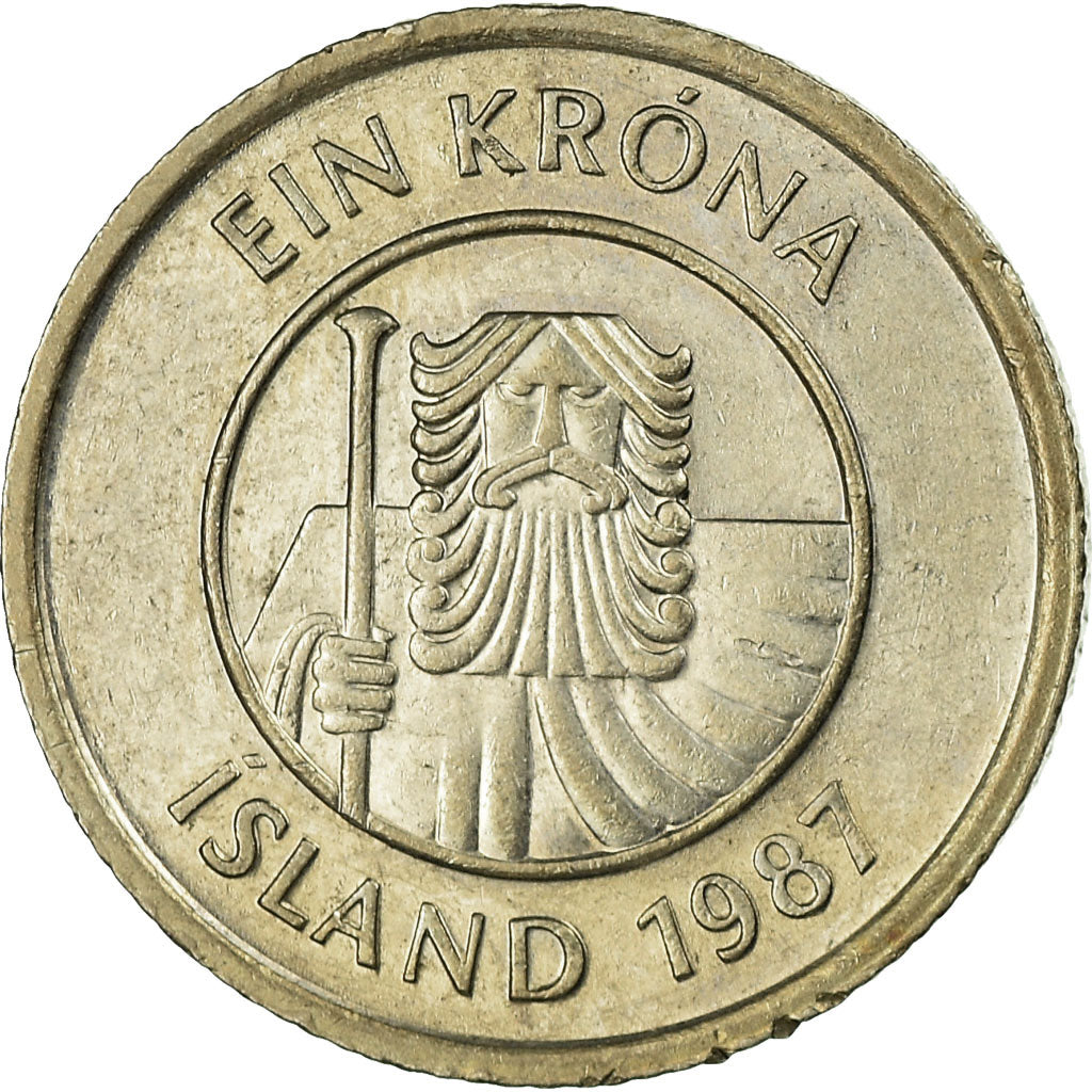 Moneda, Islandia, Krona, 1987, MBC, Cobre - níquel, KM:27