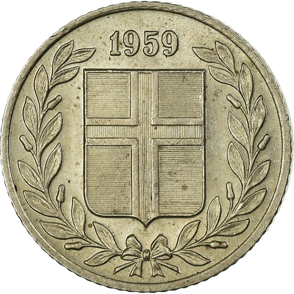 Coin, Iceland, 25 Aurar, 1959, EF(40-45), Copper-nickel, KM:11