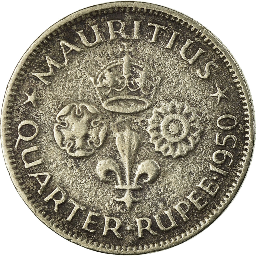 Coin, Mauritius, George VI, 1/4 Rupee, 1950, VF(30-35), Copper-nickel, KM:27