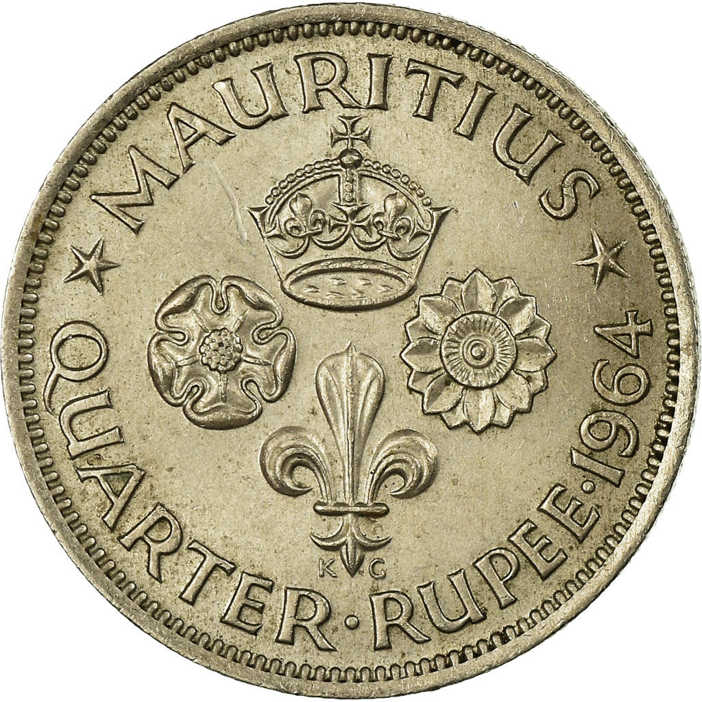 Coin, Mauritius, Elizabeth II, 1/4 Rupee, 1964, EF(40-45), Copper-nickel, KM:36