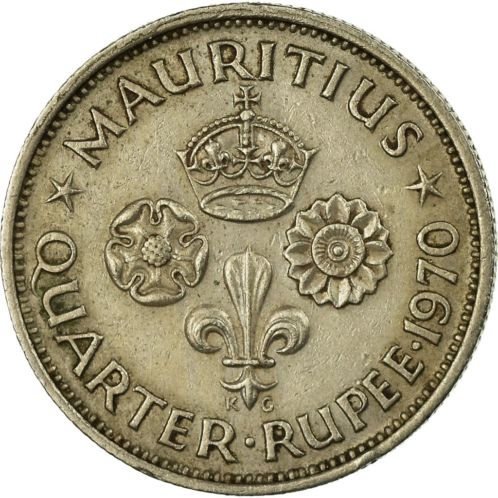 Coin, Mauritius, Elizabeth II, 1/4 Rupee, 1970, EF(40-45), Copper-nickel, KM:36