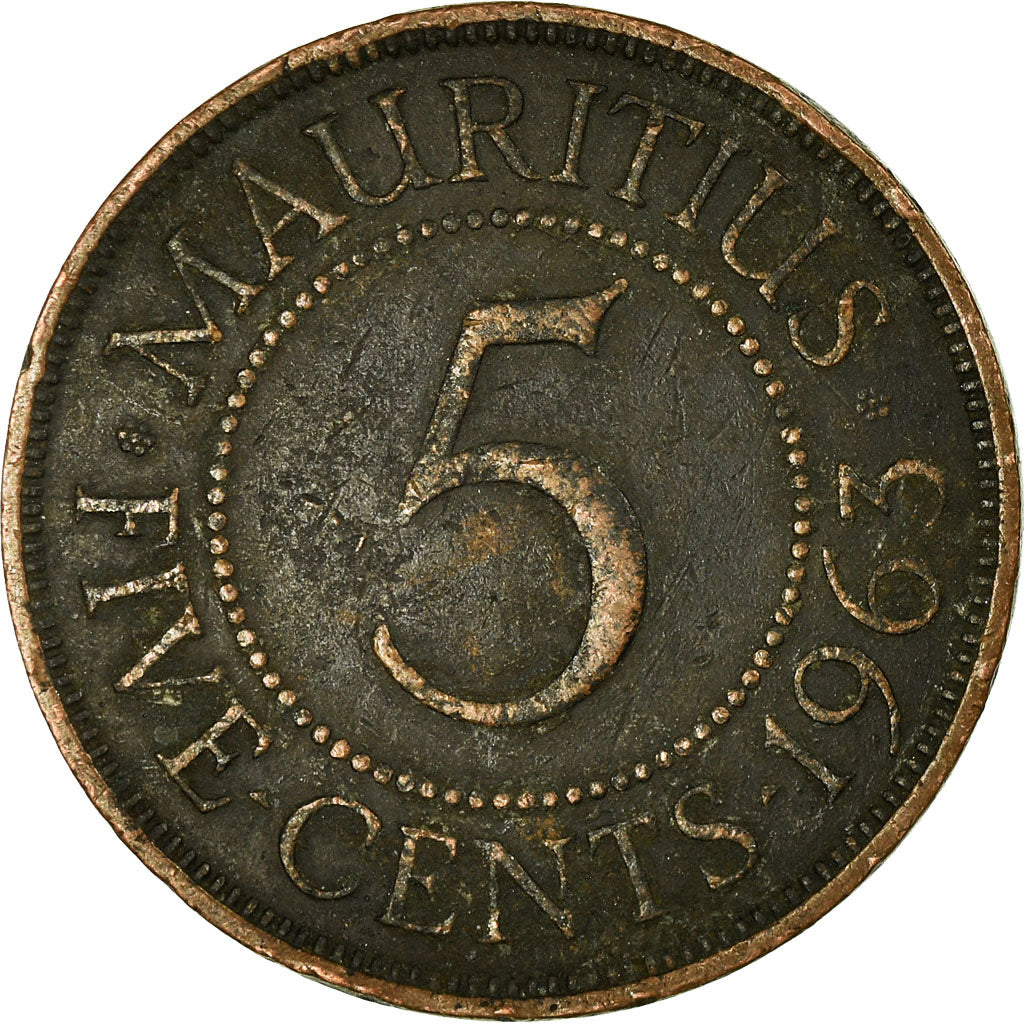 Coin, Mauritius, Elizabeth II, 5 Cents, 1963, VF(20-25), Bronze, KM:34