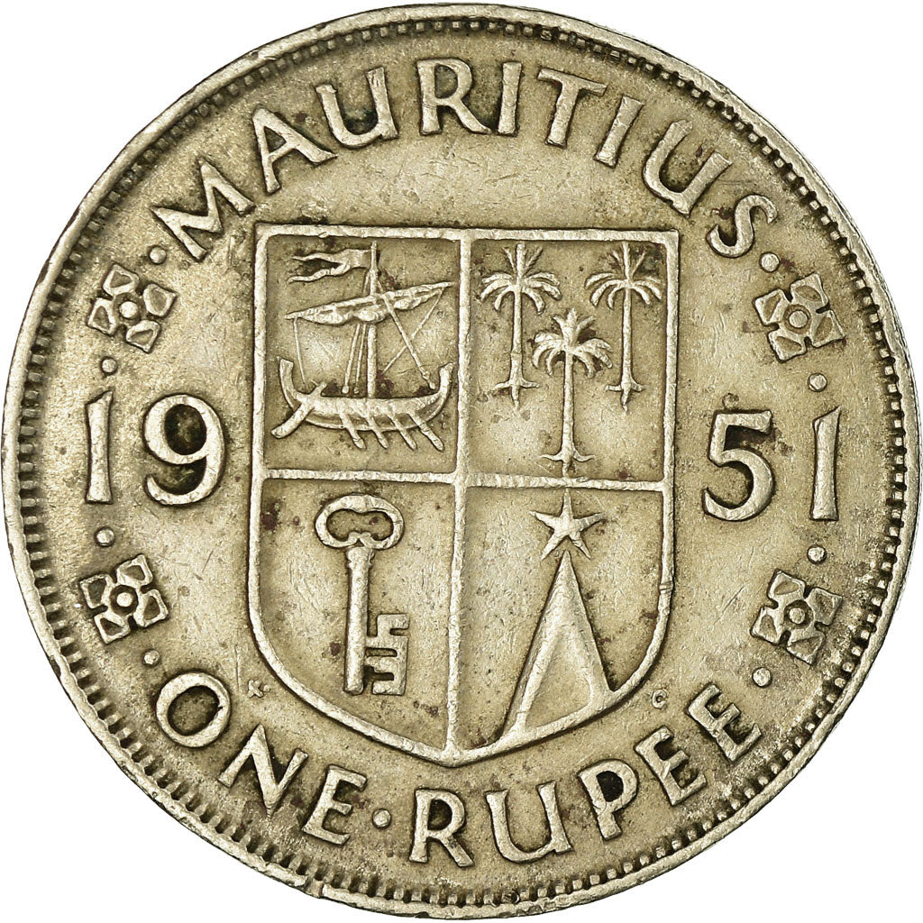 Coin, Mauritius, George VI, Rupee, 1951, VF(30-35), Copper-nickel, KM:29.1