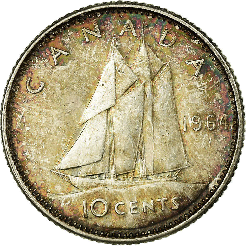 Moneta, Canada, Elizabeth II, 10 Cents, 1964, Royal Canadian Mint, Ottawa, MB