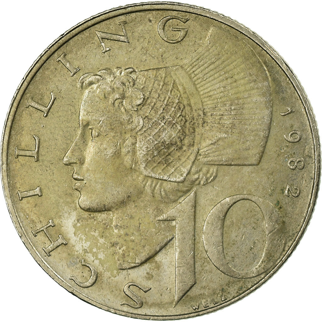 Coin, Austria, 10 Schilling, 1982, VF(30-35), Copper-Nickel Plated Nickel