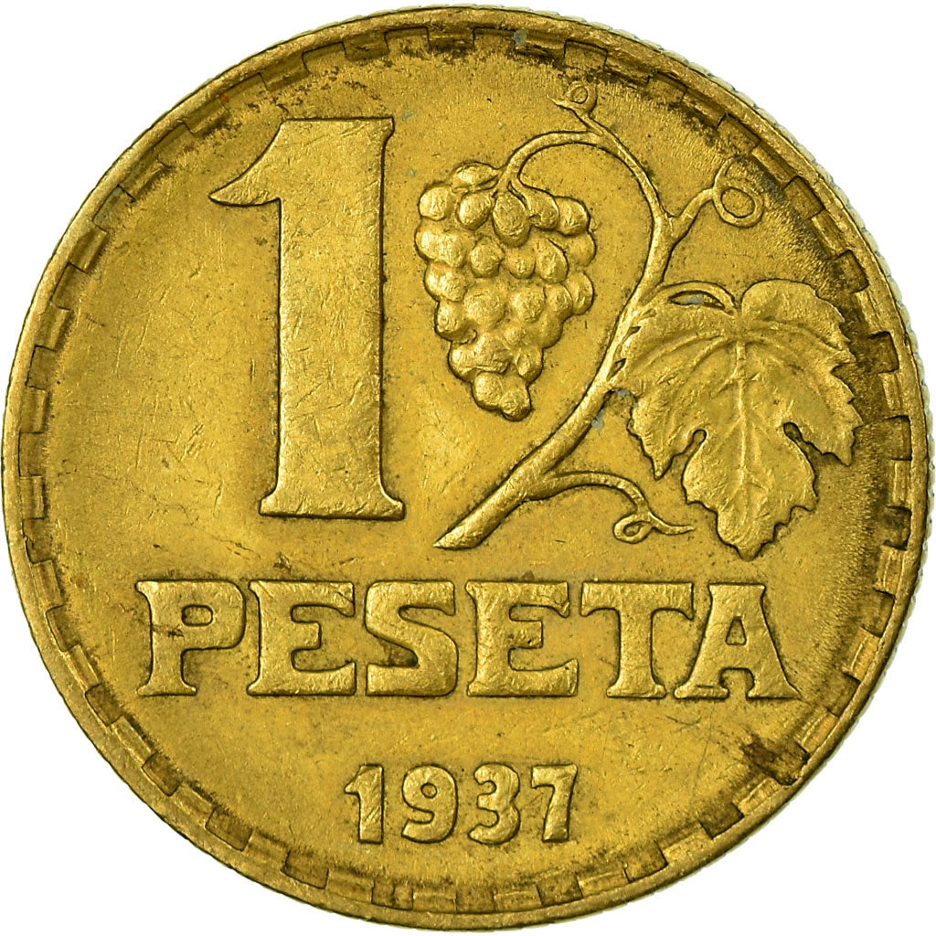 Coin, Spain, Peseta, 1937, VF(30-35), Brass, KM:755