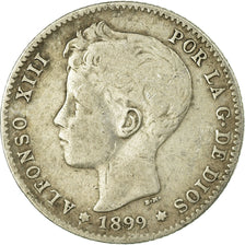 Monnaie, Espagne, Alfonso XIII, Peseta, 1899, Madrid, TB+, Argent, KM:706