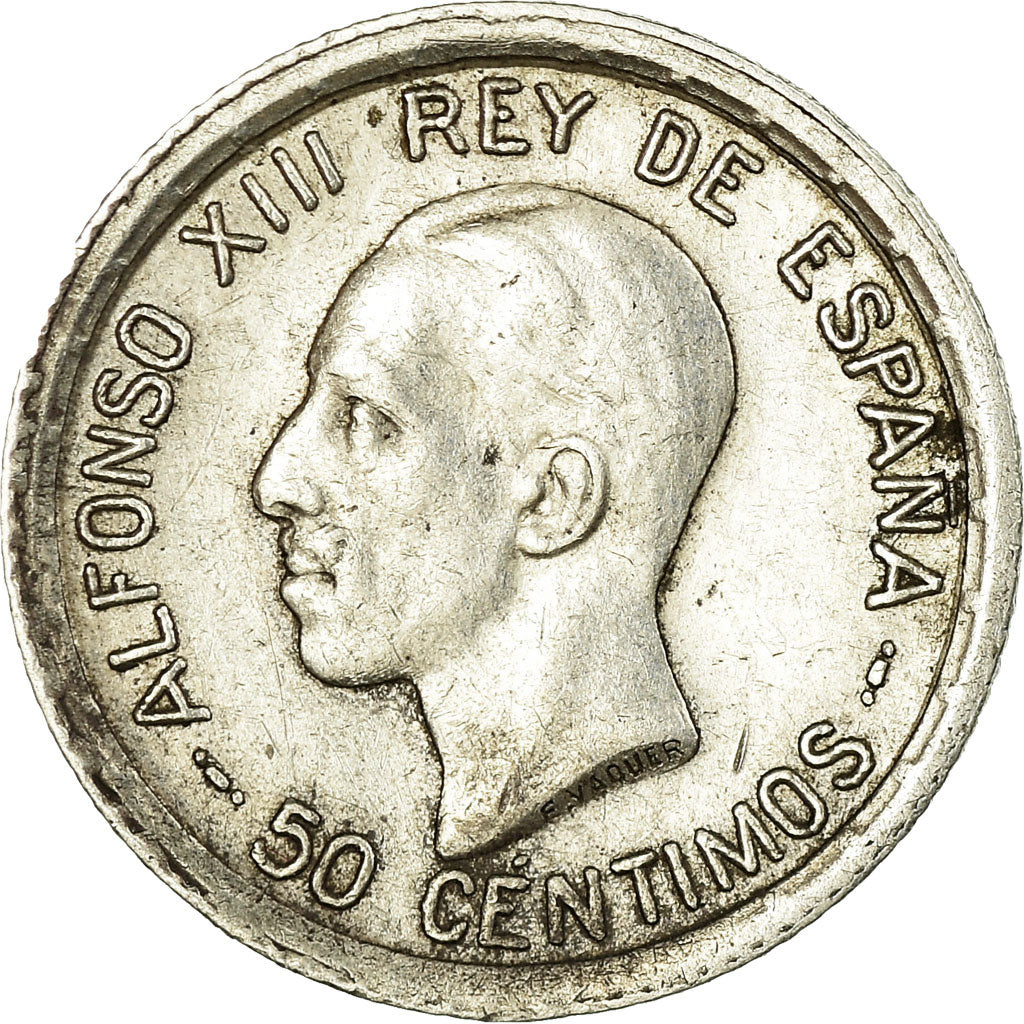 Coin, Spain, Alfonso XIII, 50 Centimos, 1926, Madrid, VF(30-35), Silver, KM:741