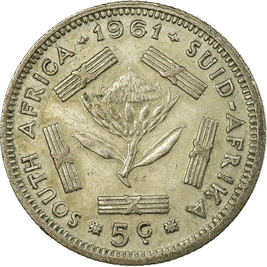 Coin, South Africa, 5 Cents, 1961, VF(30-35), Silver, KM:59