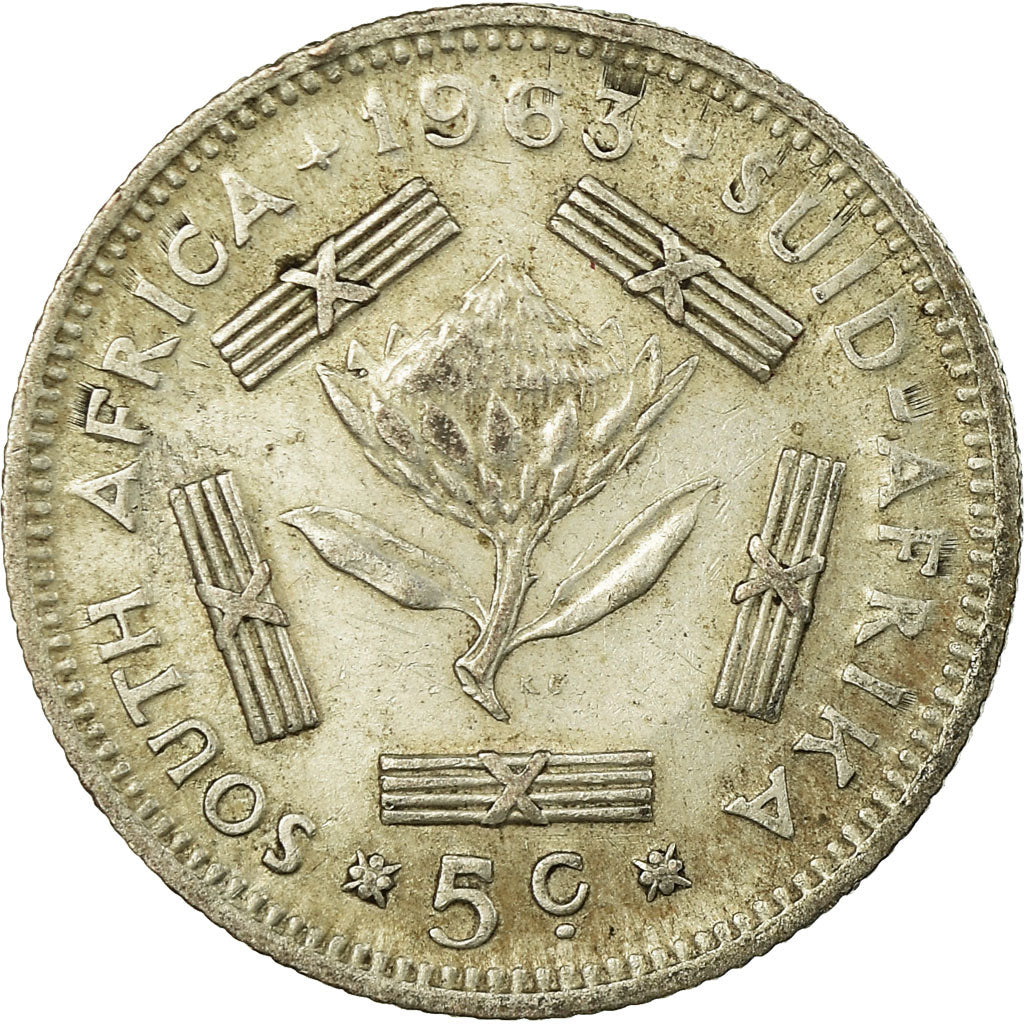 Coin, South Africa, 5 Cents, 1963, VF(30-35), Silver, KM:59