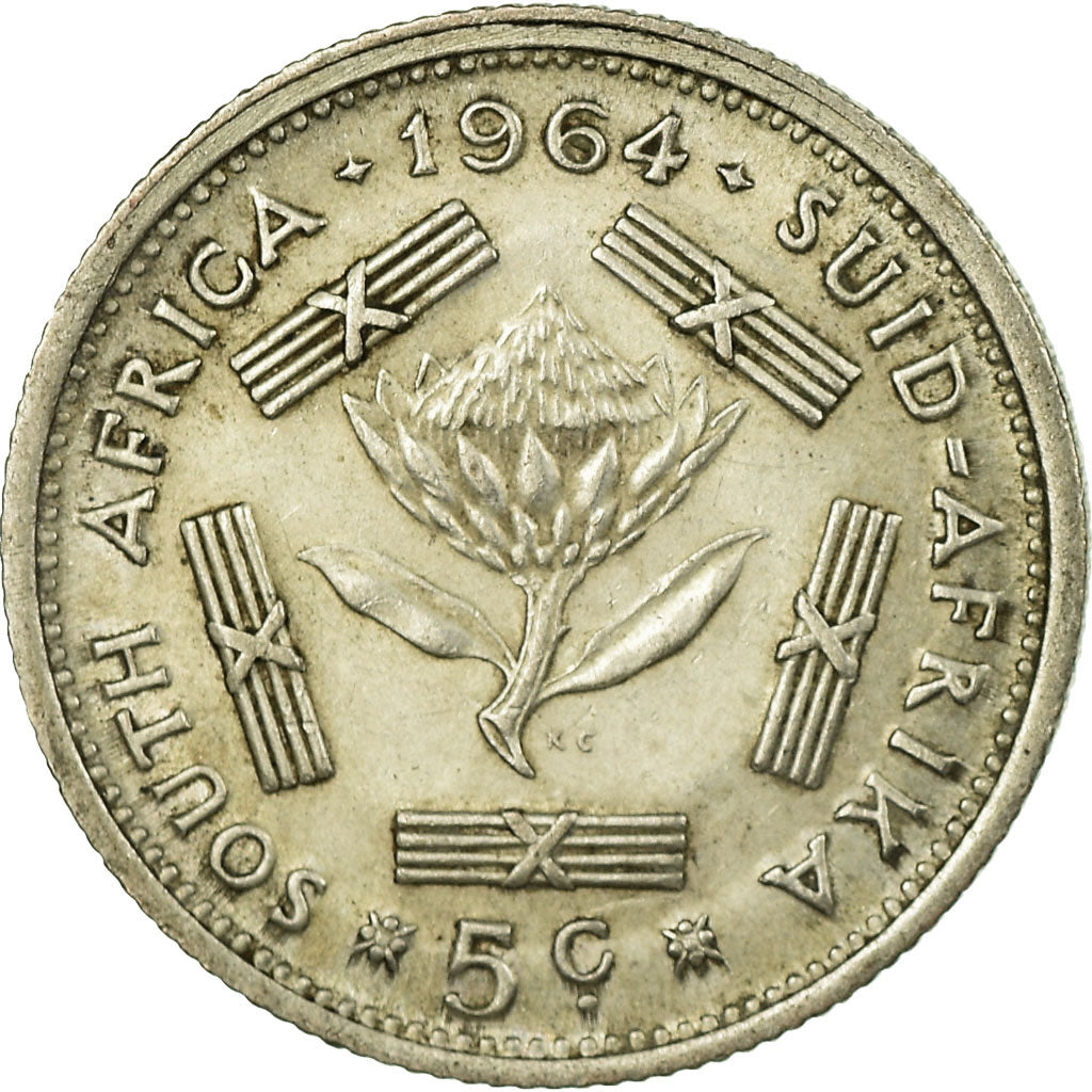 Coin, South Africa, 5 Cents, 1964, EF(40-45), Silver, KM:59