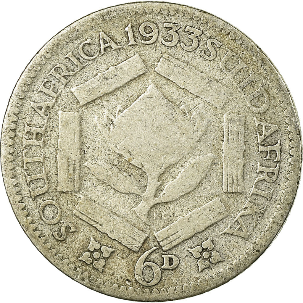 Coin, South Africa, George V, 6 Pence, 1933, VF(30-35), Silver, KM:16.2
