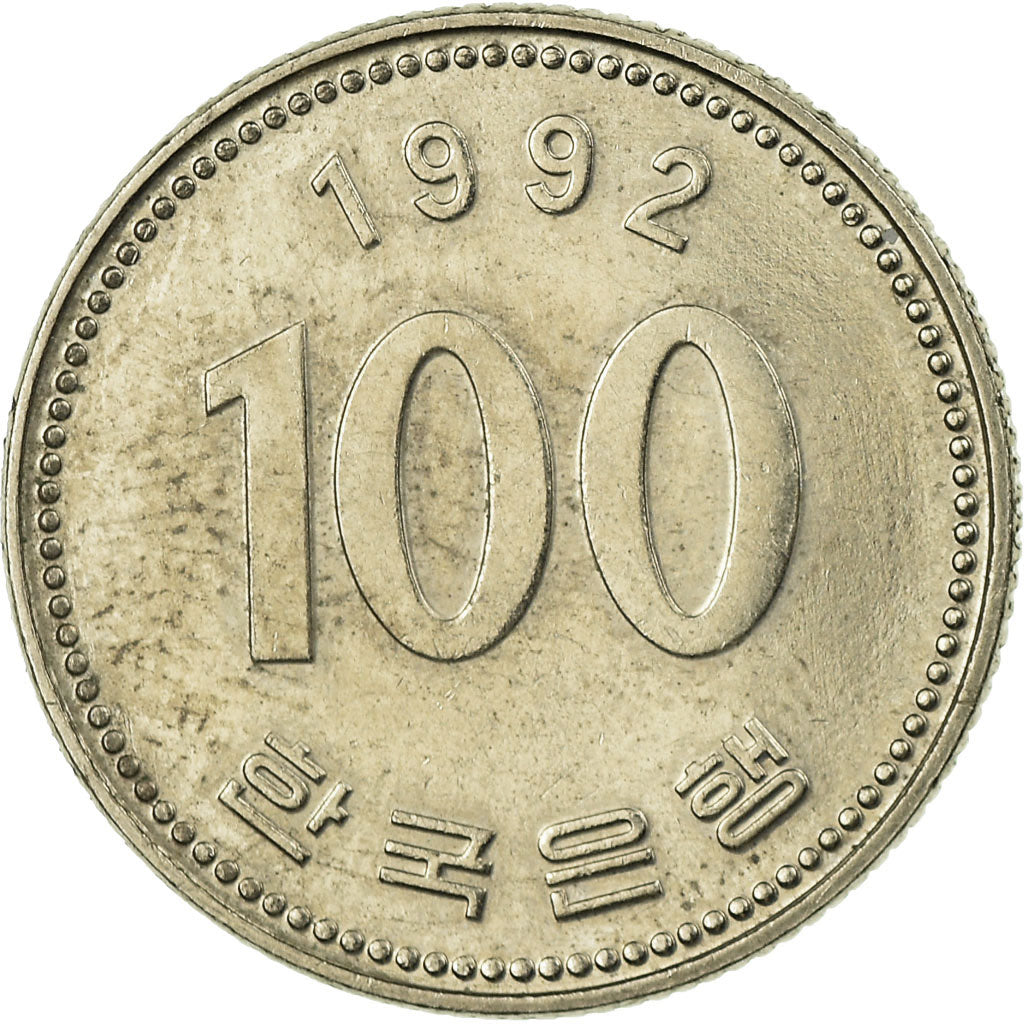 Coin, KOREA-SOUTH, 100 Won, 1992, VF(30-35), Copper-nickel, KM:35.2