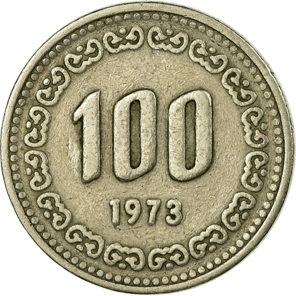 Coin, KOREA-SOUTH, 100 Won, 1973, VF(30-35), Copper-nickel, KM:9