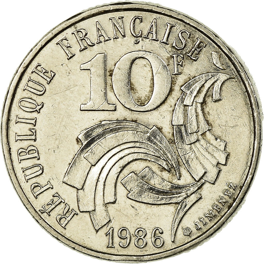 Munten, Frankrijk, Jimenez, 10 Francs, 1986, Paris, FR+, Nickel, KM:959