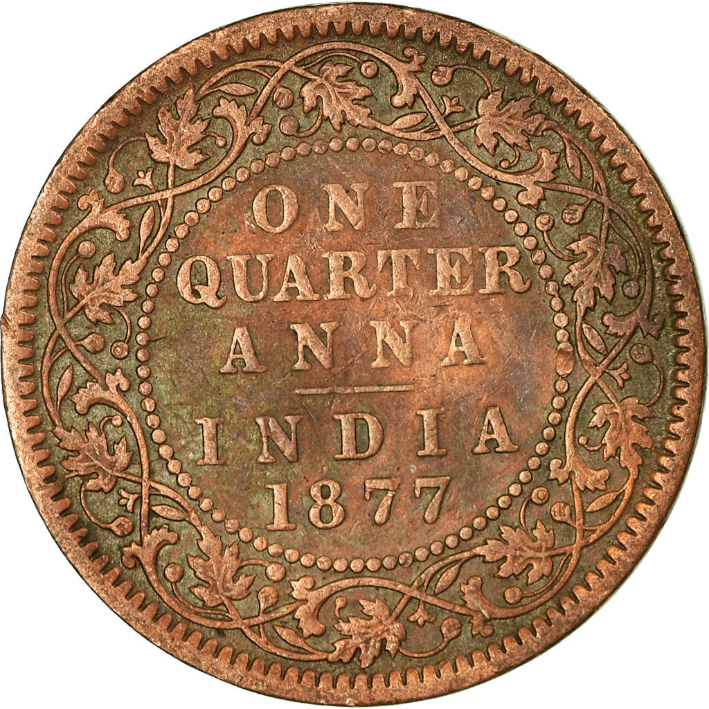 Monnaie, INDIA-BRITISH, Victoria, 1/4 Anna, 1877, TB+, Cuivre, KM:486