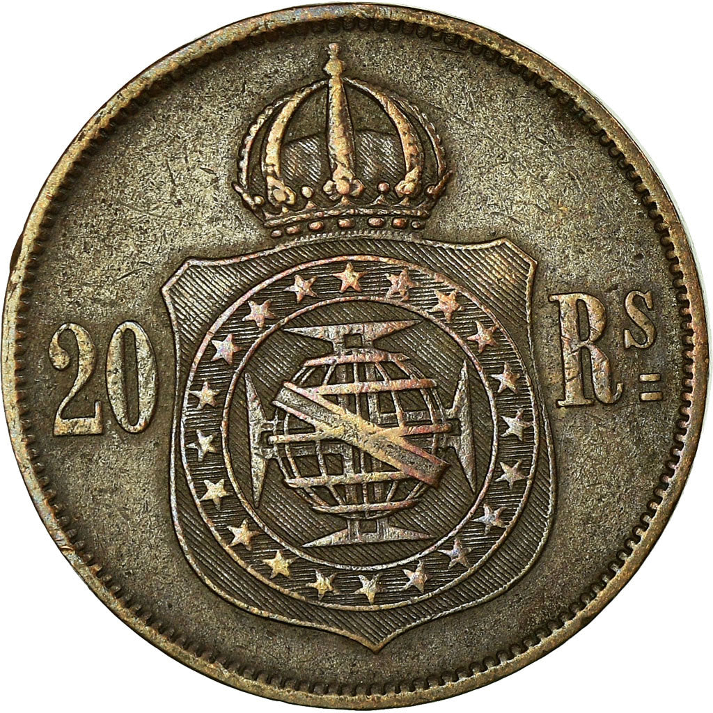 Coin, Brazil, Pedro II, 20 Reis, 1868, VF(30-35), Bronze, KM:474