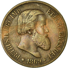 Coin, Brazil, Pedro II, 20 Reis, 1869, VF(30-35), Bronze, KM:474