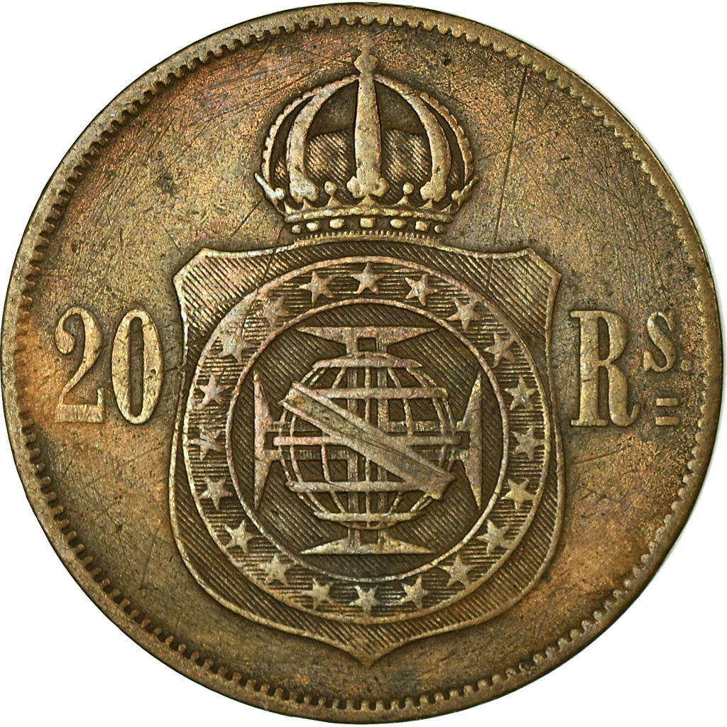 Coin, Brazil, Pedro II, 20 Reis, 1869, VF(30-35), Bronze, KM:474