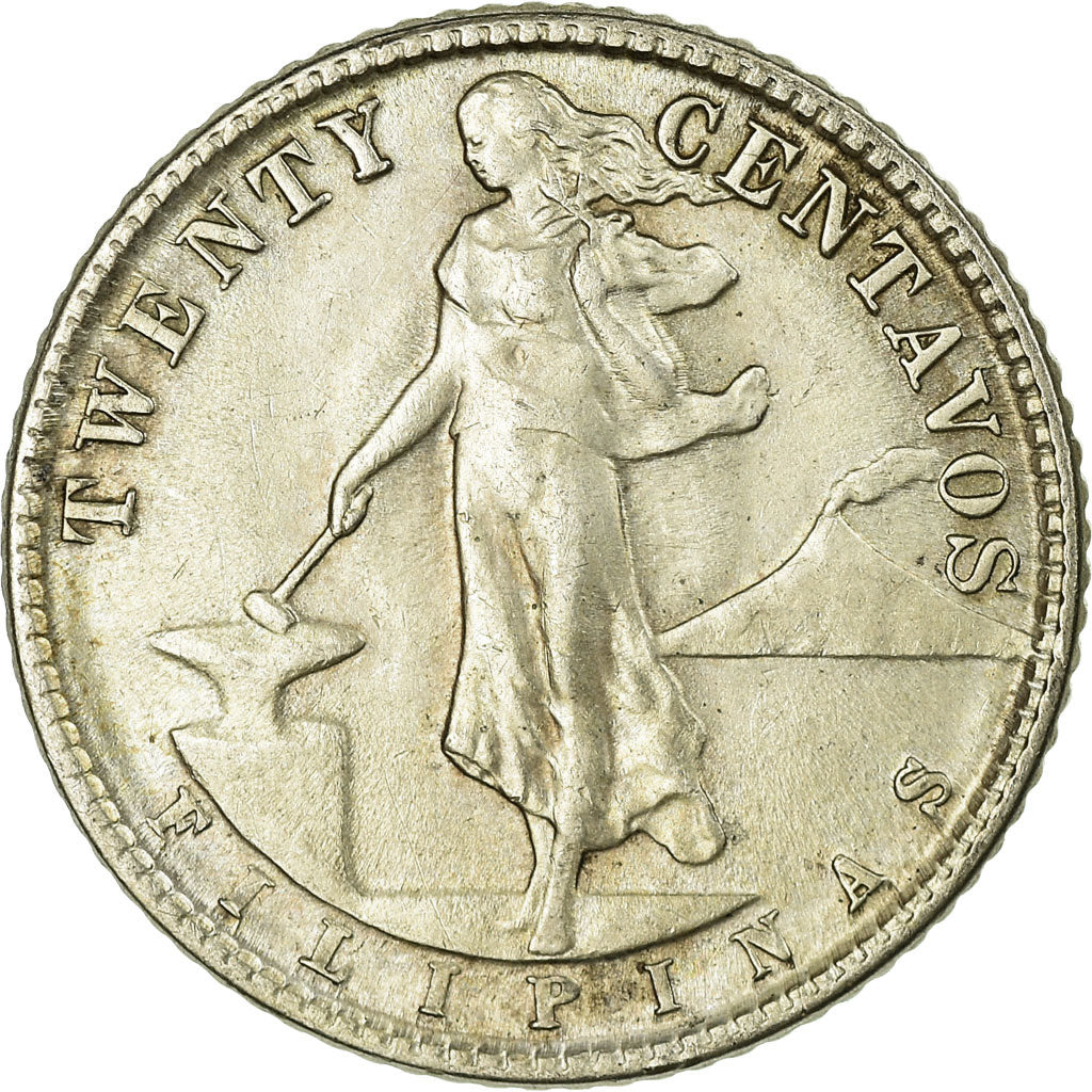 Moneta, Filipiny, 20 Centavos, 1945, EF(40-45), Srebro, KM:182