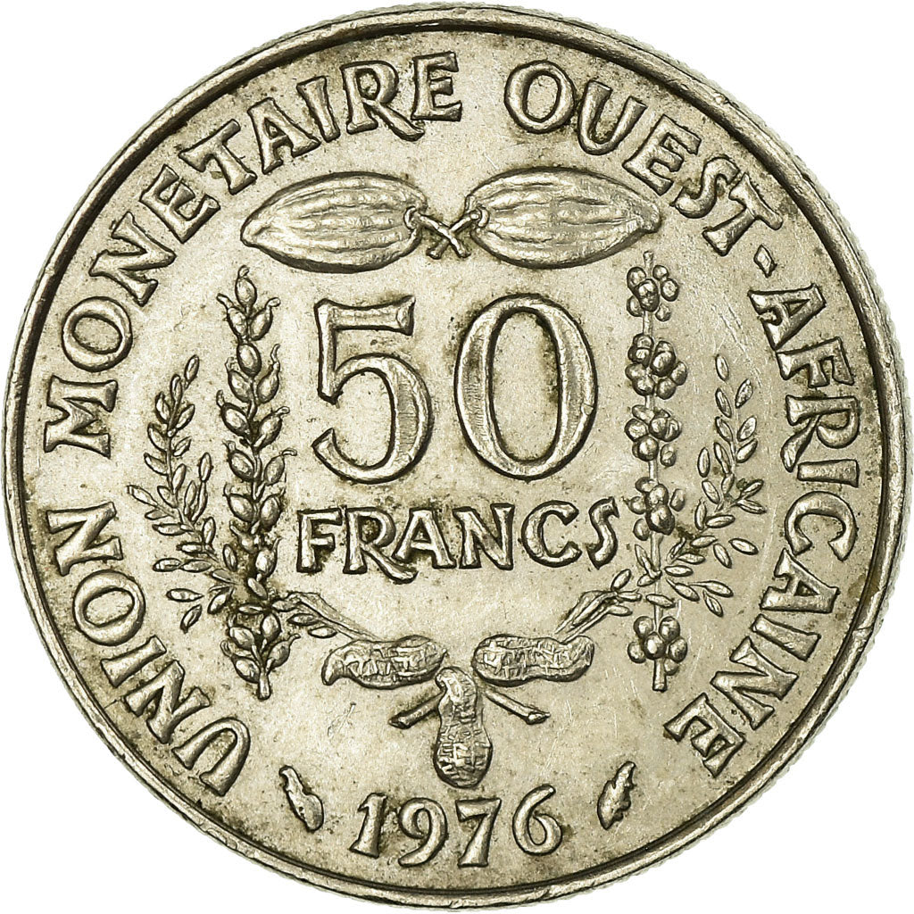 Coin, West African States, 50 Francs, 1976, VF(30-35), Copper-nickel, KM:6