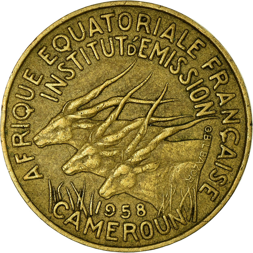 Coin, Cameroon, 10 Francs, 1958, Paris, VF(30-35), Aluminum-Bronze, KM:11