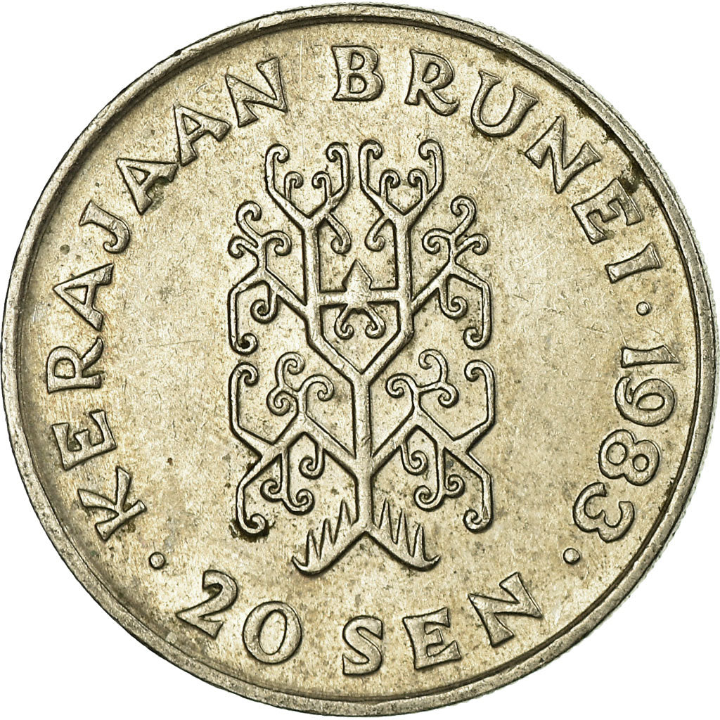 Coin, BRUNEI, Sultan Hassanal Bolkiah, 20 Sen, 1983, VF(30-35), Copper-nickel