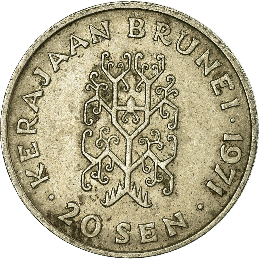 Monnaie, BRUNEI, Sultan Hassanal Bolkiah, 20 Sen, 1971, TB, Copper-nickel, KM:12
