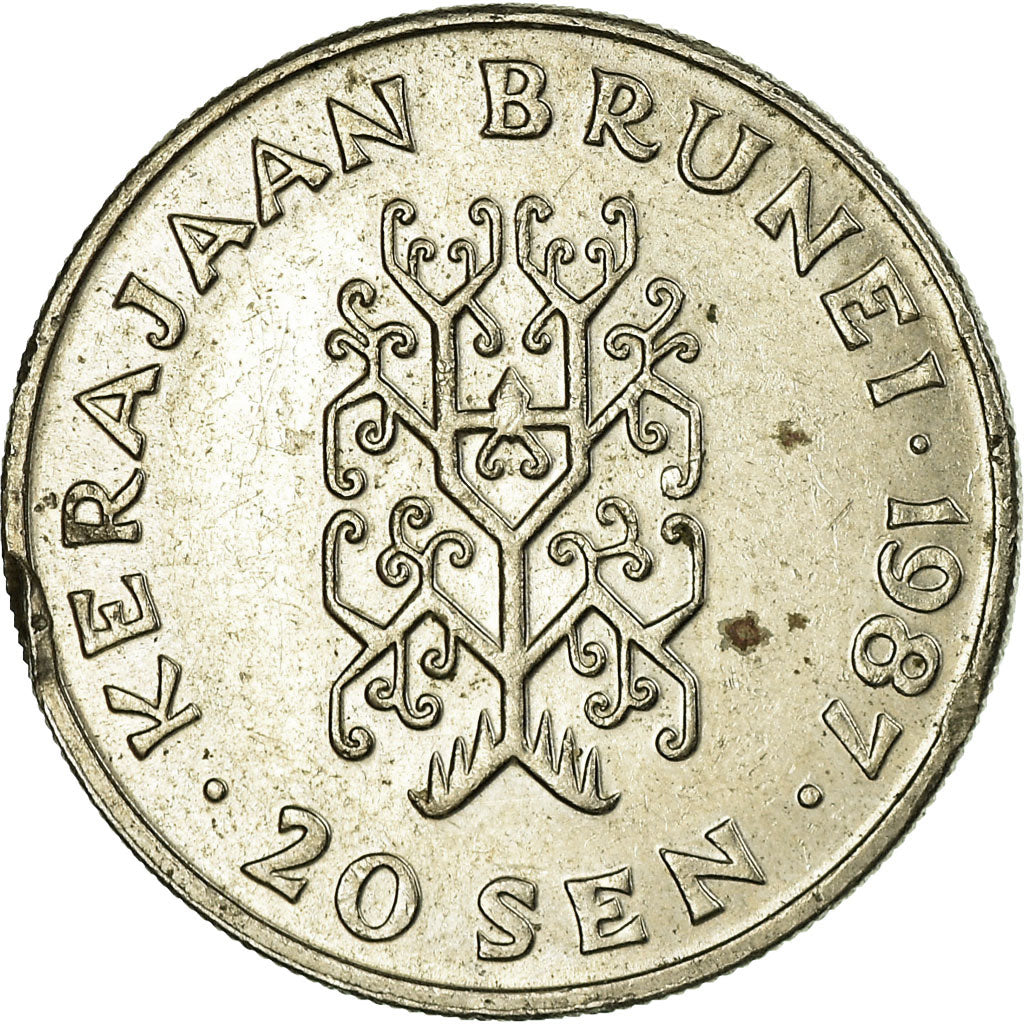 Coin, BRUNEI, Sultan Hassanal Bolkiah, 20 Sen, 1987, EF(40-45), Copper-nickel