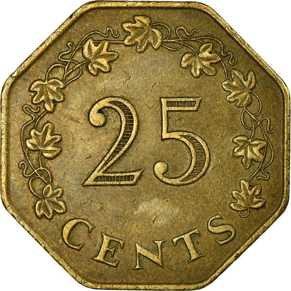 Monnaie, Malte, 25 Cents, 1975, British Royal Mint, TB+, Laiton, KM:29