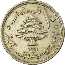 Coin, Lebanon, 10 Piastres, 1961, EF(40-45), Copper-nickel, KM:24