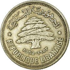 Coin, Lebanon, 50 Piastres, 1952, Utrecht, VF(20-25), Silver, KM:17