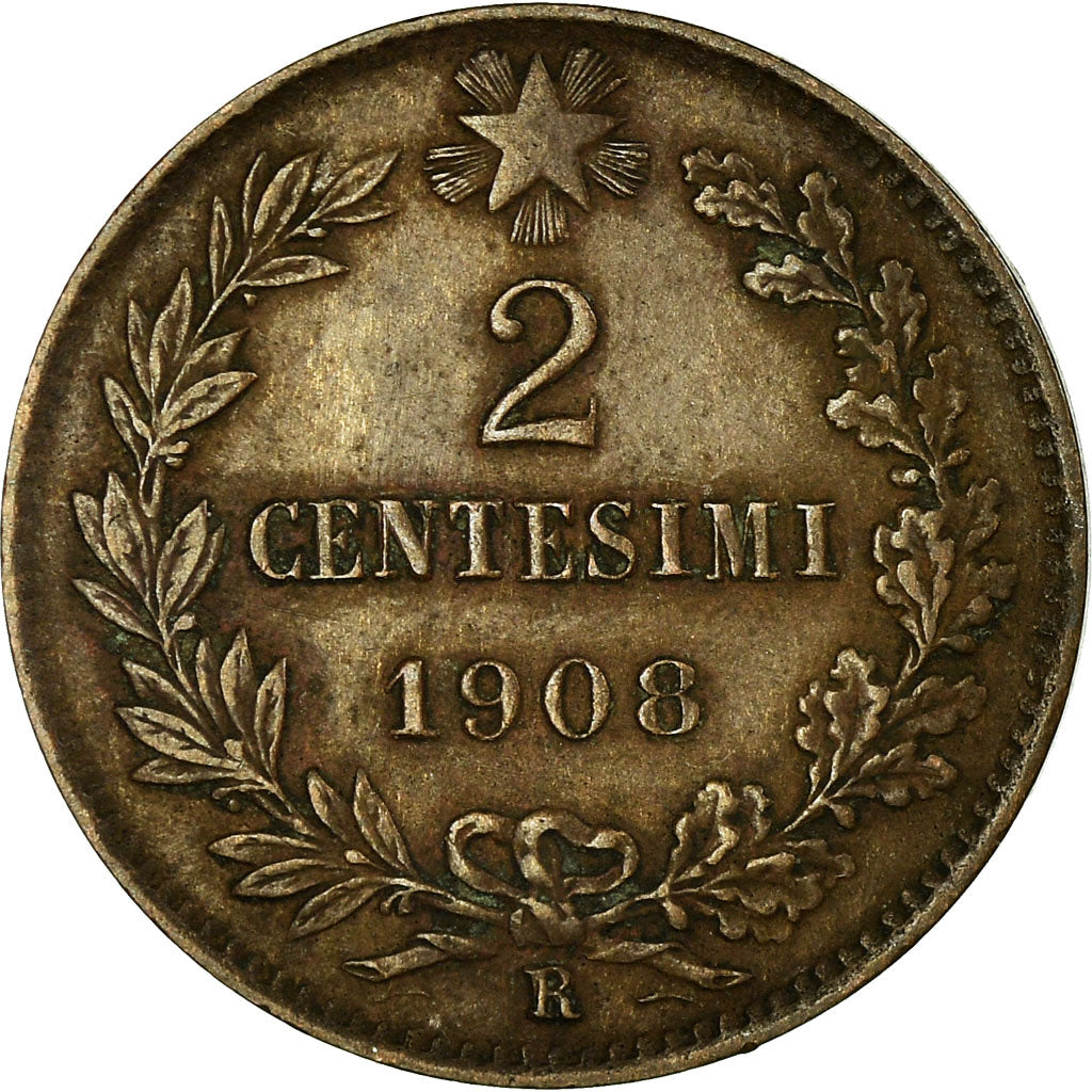 Coin, Italy, Vittorio Emanuele III, 2 Centesimi, 1908, Rome, VF(30-35), Bronze