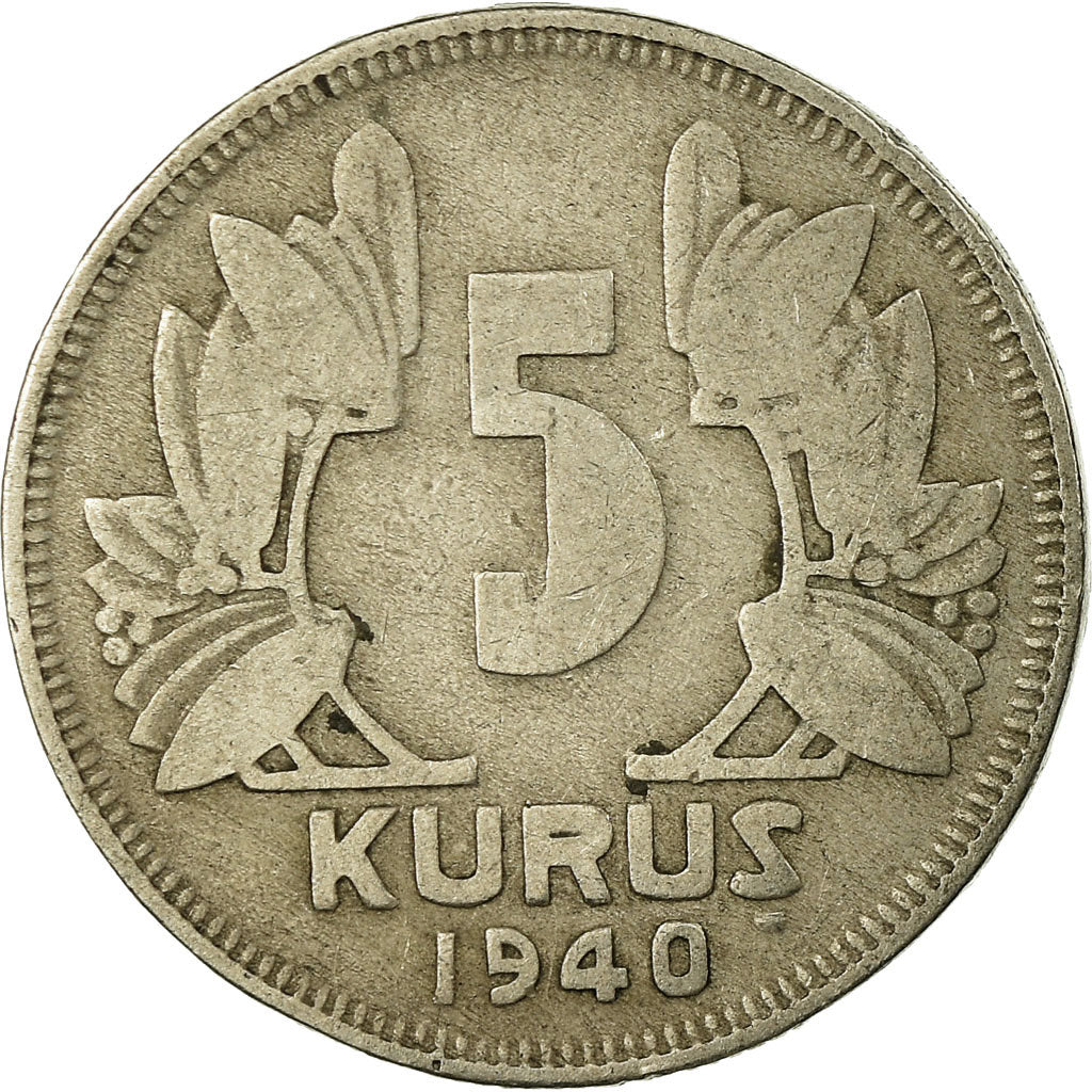 Coin, Turkey, 5 Kurus, 1940, VF(30-35), Copper-nickel, KM:862
