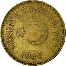 Coin, Turkey, 25 Kurus, 1948, VF(30-35), Brass, KM:886