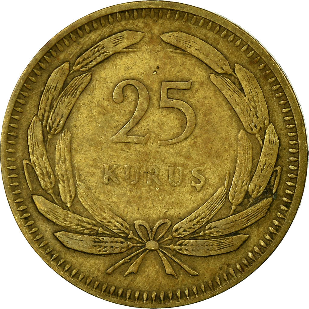 Coin, Turkey, 25 Kurus, 1948, VF(30-35), Brass, KM:886