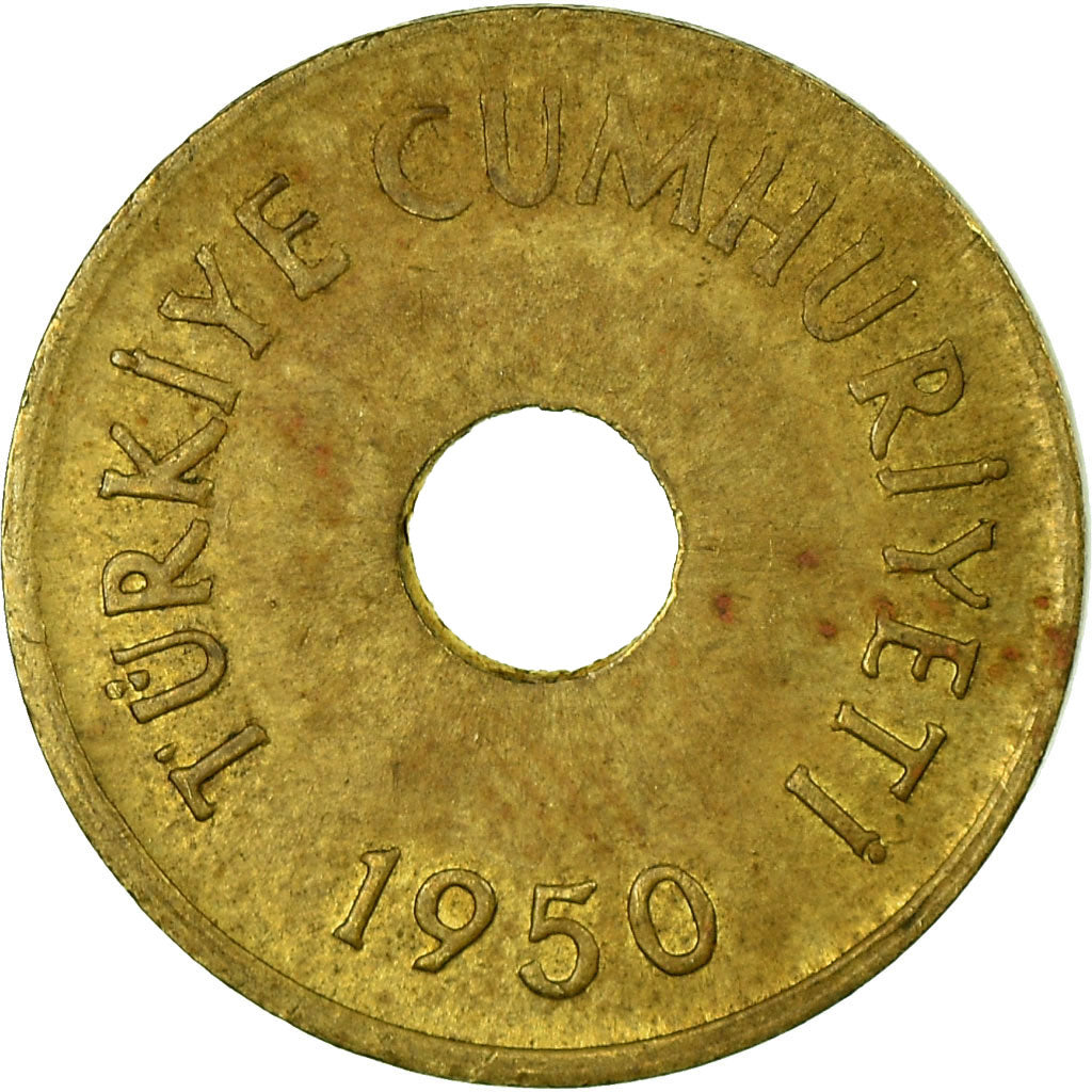 Coin, Turkey, Kurus, 1950, VF(30-35), Brass, KM:881