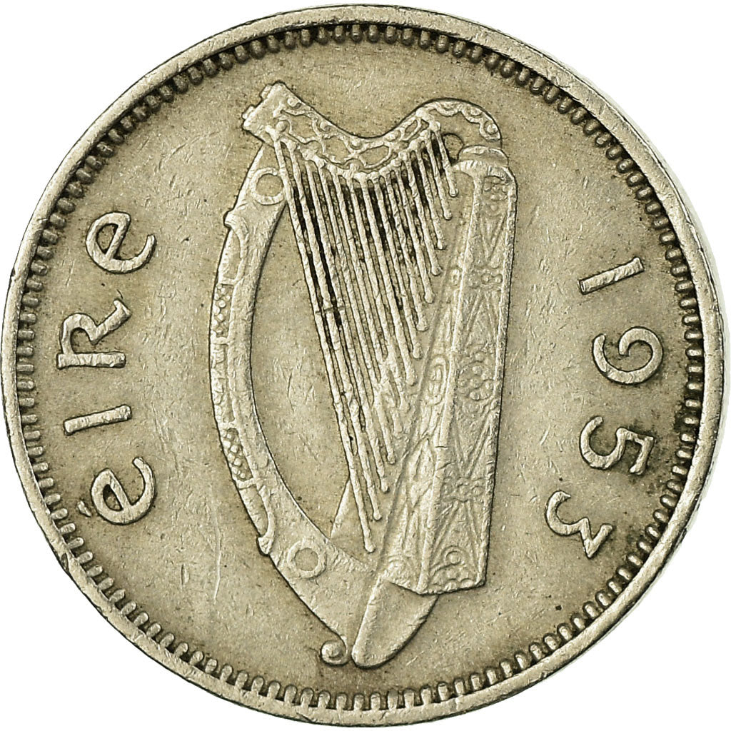 Coin, IRELAND REPUBLIC, 3 Pence, 1953, VF(30-35), Copper-nickel, KM:12a