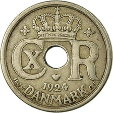 Coin, Denmark, Christian X, 25 Öre, 1924, Copenhagen, VF(30-35), Copper-nickel