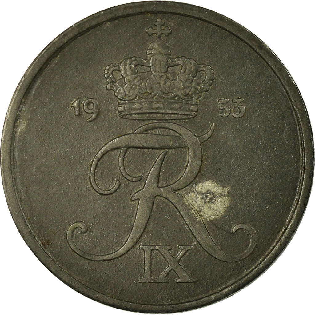 Monnaie, Danemark, Frederik IX, 2 Öre, 1953, Copenhagen, TB+, Zinc, KM:840.1
