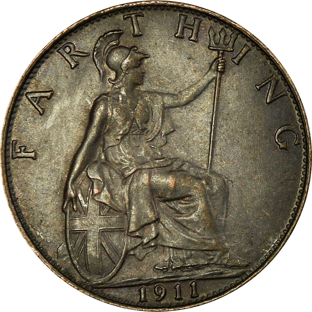 Coin, Great Britain, George V, Farthing, 1911, VF(30-35), Bronze, KM:808.1