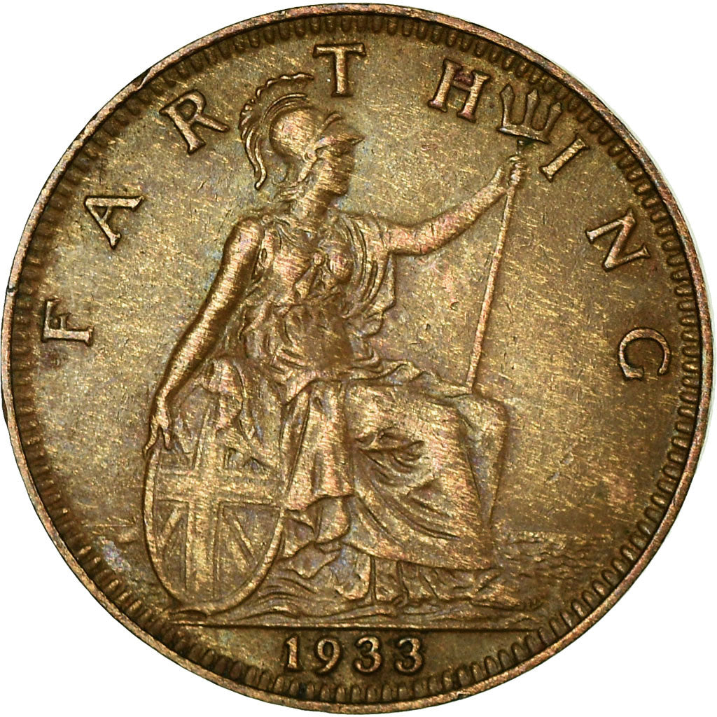 Coin, Great Britain, George V, Farthing, 1933, VF(30-35), Bronze, KM:825