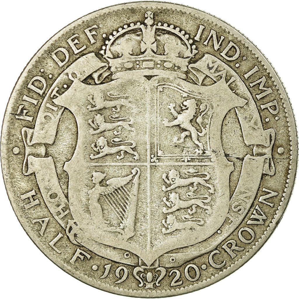 Coin, Great Britain, George V, 1/2 Crown, 1920, VF(30-35), Silver, KM:818.1a