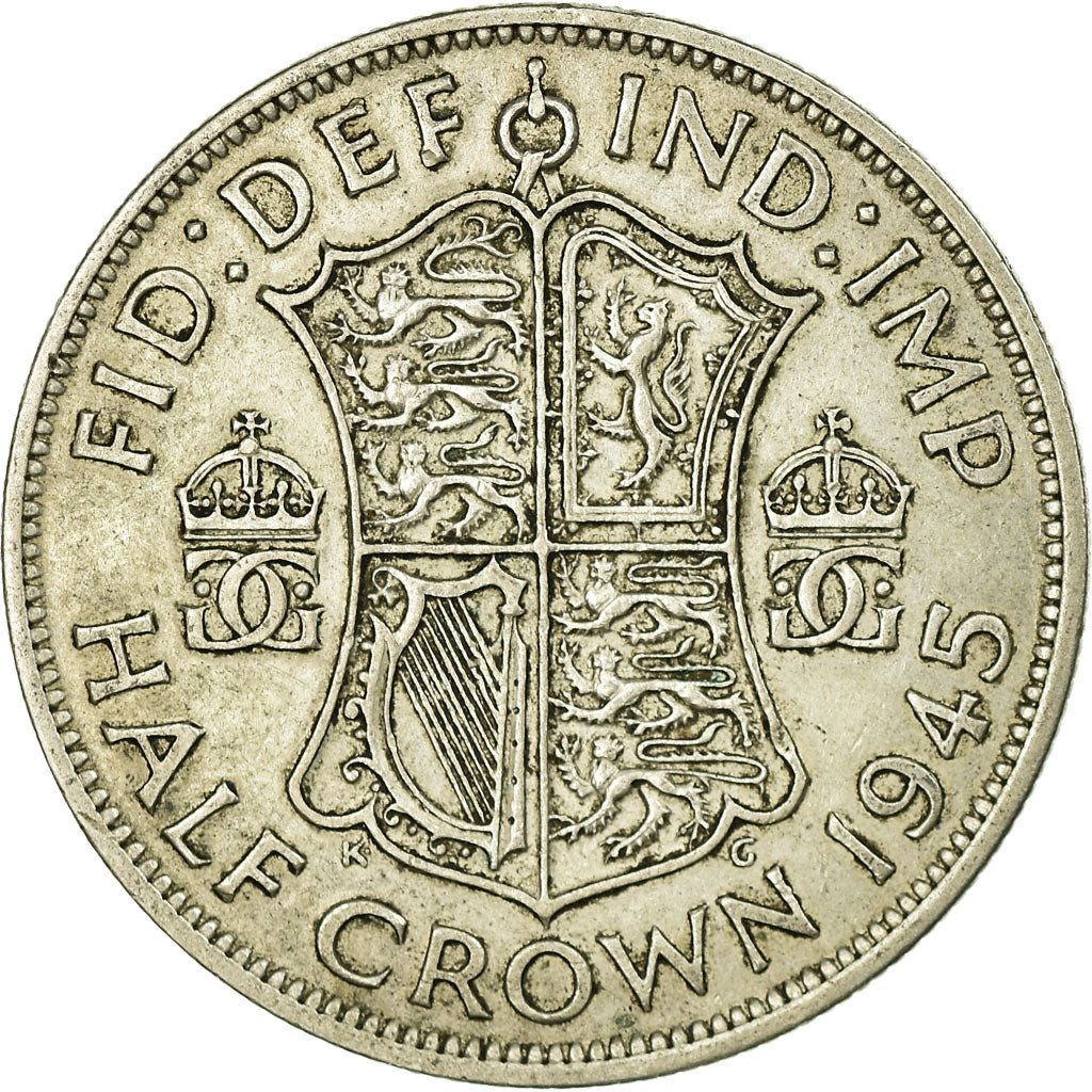 Coin, Great Britain, George VI, 1/2 Crown, 1945, VF(30-35), Silver, KM:856