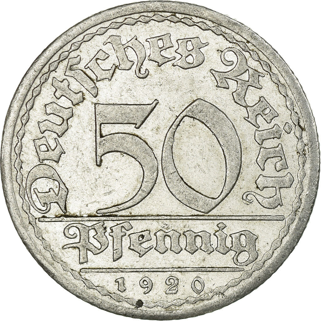 Moeda, ALEMANHA, REPÚBLICA DE WEIMAR, 50 Pfennig, 1920, Berlin, VF(30-35)