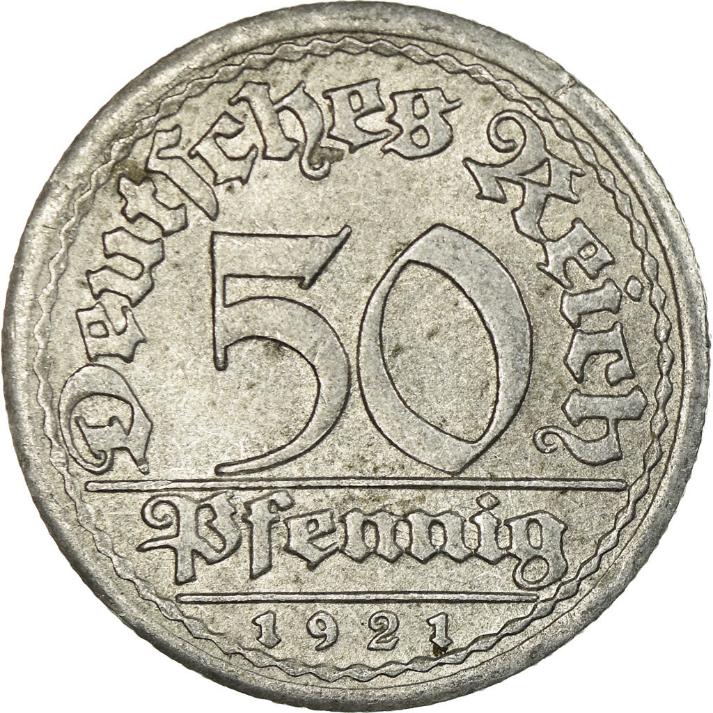 Monnaie, Allemagne, République de Weimar, 50 Pfennig, 1921, Stuttgart, TB+