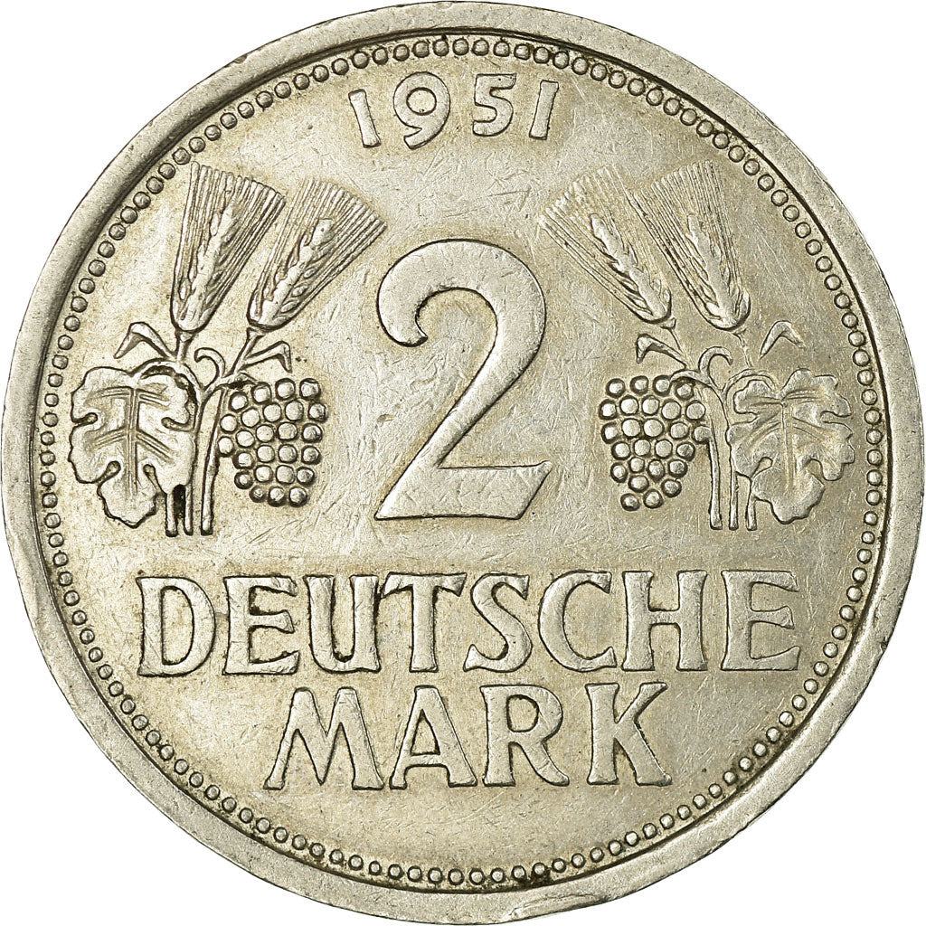 Moeda, ALEMANHA - REPÚBLICA FEDERAL, 2 Mark, 1951, Hamburg, EF(40-45)