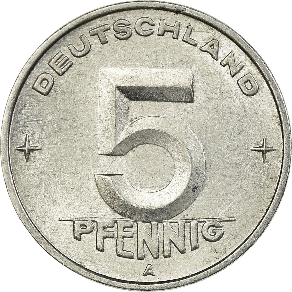 Moneda, REPÚBLICA DEMOCRÁTICA ALEMANA, 5 Pfennig, 1950, Berlin, MBC, Aluminio