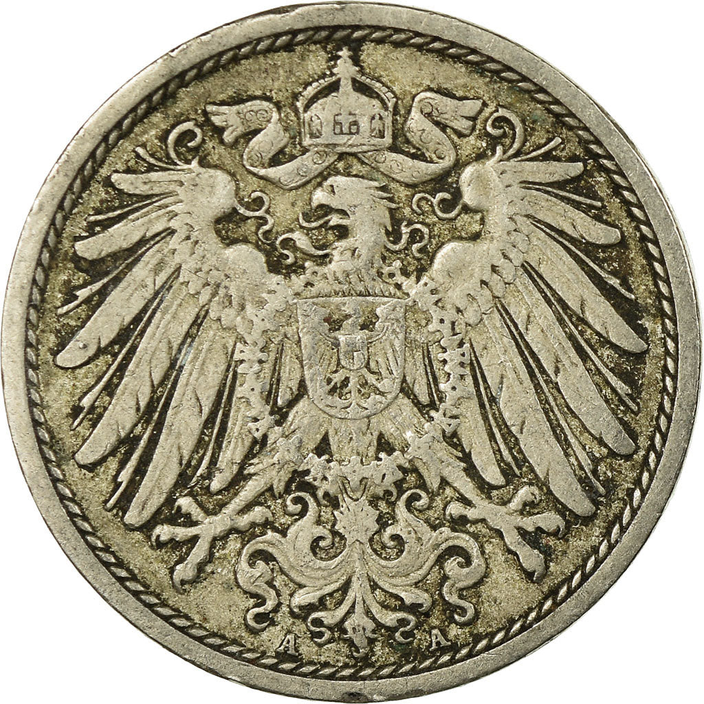 Moneda, ALEMANIA - IMPERIO, Wilhelm II, 10 Pfennig, 1906, Berlin, BC+, Cobre -