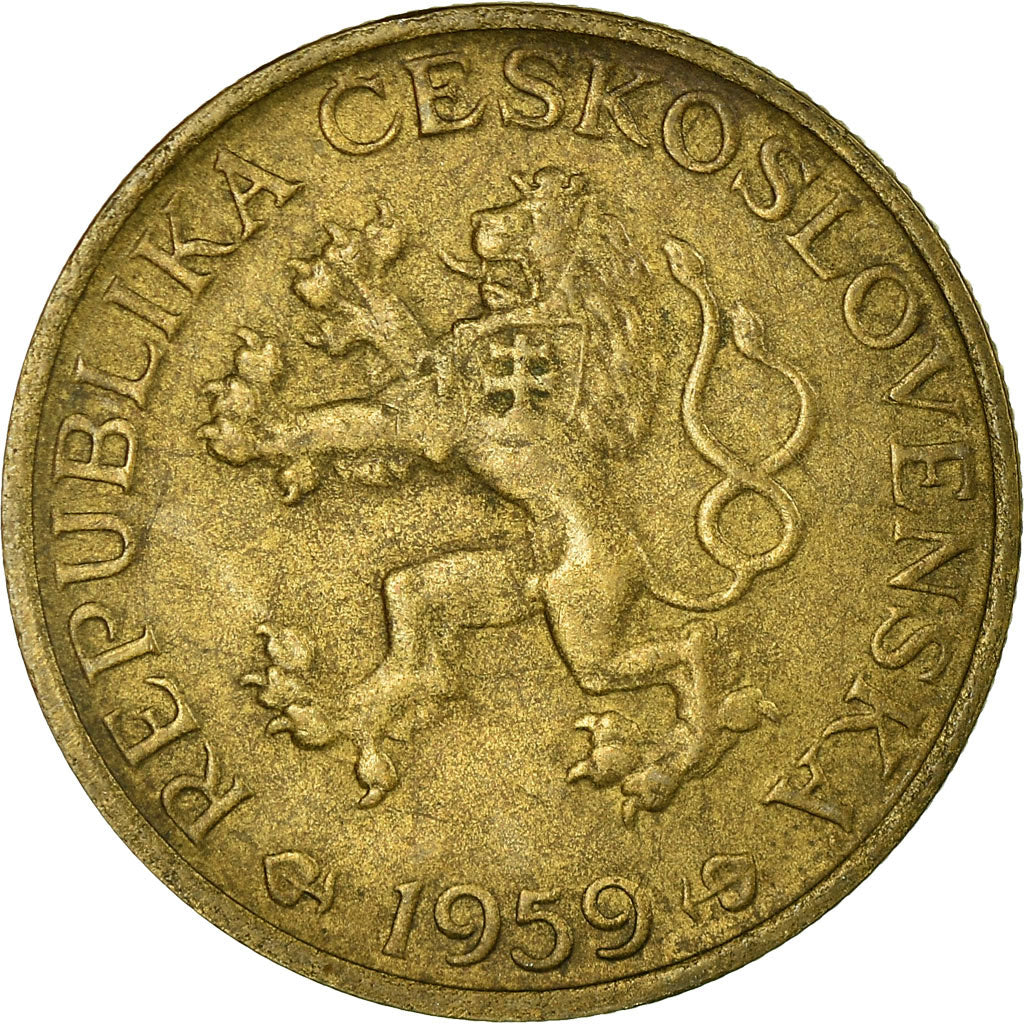 Coin, Czechoslovakia, Koruna, 1959, VF(30-35), Aluminum-Bronze, KM:46